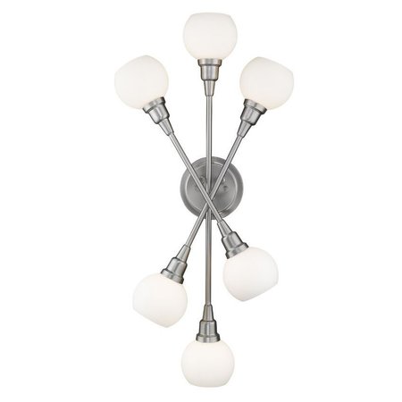 Z-Lite Tian 6 Light Wall Sconce, Brushed Nickel & Matte Opal 616-6S-BN